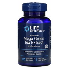 Зелений чай екстракт мега (Green Tea), Life Extension, без кофеїну, 100 капсул - фото