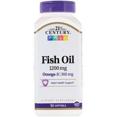 Рыбий жир, Fish Oil, 21st Century, 1200 мг, 90 капсул - фото