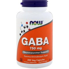 GABA (Гамма-Аминомасляная Кислота), Now Foods, 750 мг, 200 капсул - фото