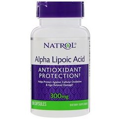 Альфа-липоевая кислота, Alpha Lipoic Acid, Natrol, 300 мг, 50 капсул - фото