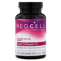 Neocell, Super Collagen + C, добавка с коллагеном и витамином C, 120 таблеток (NEL-12895) - фото