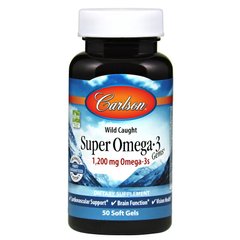 Рыбий жир, Омега-3, 1000 мг, Carlson Labs, 50 капсул - фото