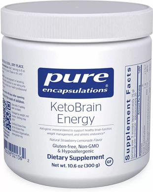 Кетоны для энергии мозга и спортивной выносливости, KetoBrain Energy, Pure Encapsulations, клубнично-лимонадный вкус, 300 г - фото