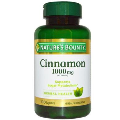 Корица, Cinnamon, Nature's Bounty, 1000 мг, 100 капсул - фото