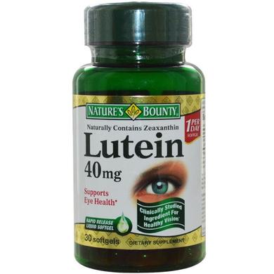 Лютеин (Lutein), Nature's Bounty, 40 мг, 30 капсул - фото