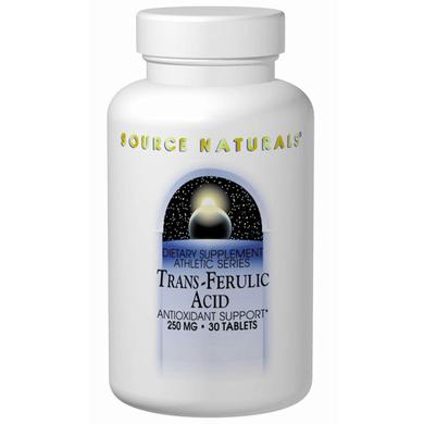Транс-феруловая кислота, Trans-Ferulic Acid, Source Naturals, 250 мг, 30 таблеток - фото