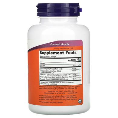 7 кето Дегідроепіандростерон, 7-Keto LeanGels, Now Foods, 100 мг, 120 капсул - фото