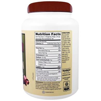 Рисовий протеїн, Raw Rice Protein, NutriBiotic, смак шоколаду, органік, 650 г - фото