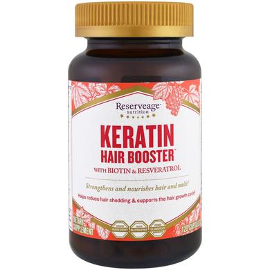 Кератин, усилитель для волос, Keratin Hair Booster, ReserveAge Nutrition, 120 капсул - фото