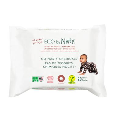 Дитячі вологі серветки без запаху, Sensitive Wipes, Eco by Naty, 20 шт - фото