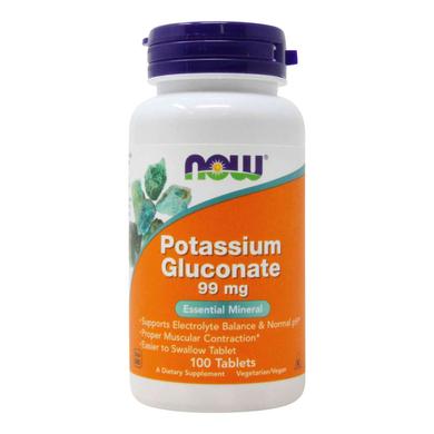 Глюконат калію, Potassium Gluconate, Now Foods, 99 мг, 100 таблеток - фото
