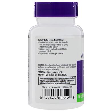 Альфа-липоевая кислота, Alpha Lipoic Acid, Natrol, 300 мг, 50 капсул - фото