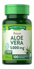 Алоэ вера, Aloe Vera, 5000 мг, Nature's Truth, 100 мягких таблеток - фото