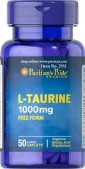 Таурин, Taurine, Puritan's Pride, 1000 мг, 50 каплет - фото