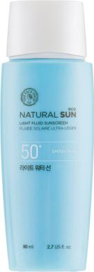 Легкий сонцезахисний флюїд з SPF50 PA, Natural Sun Eco Light Fluid Sunscreen, The Face Shop, 80 мл - фото