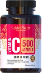 Вітамін С ацерола зі смаком апельсина, GoldenPharm, 100 таблеток - фото