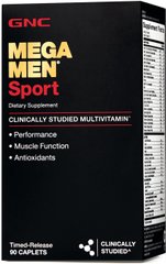 Витамины и минералы, MEGA MEN SPORT, Gnc, 180 капсул - фото