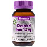 Залізо, Chelated Iron, Bluebonnet Nutrition, 18 мг, 90 капсул, фото