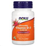 Витамин Д3, Vitamin D-3, Now Foods, мята, 5000 МЕ, 120 жевательных таблеток, фото