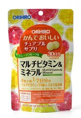 Комплексна добавка Мультивітамін 60 г, Orihiro, смак грейпфрут, 120 таблеток - фото
