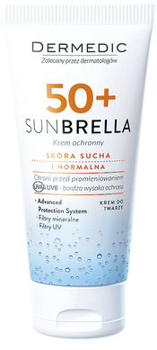 SPF 50+ сонцезахисний крем для сухої і нормальної шкіри, Dermedic, 50 мл - фото