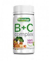 Комплекс витаминов группы В + витамин С, B + C Complex, Quamtrax, 60 капсул - фото