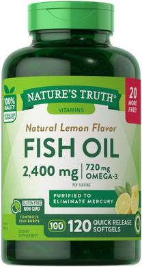 Рыбий жир со вкусом лимона, Fish Oil, Nature's Truth, 1200 мг, 120 гелевых капсул - фото
