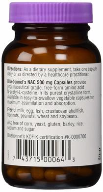 NAC, N-Ацетил-L-Цистеин, 500 мг, Bluebonnet Nutrition, 60 капсул - фото