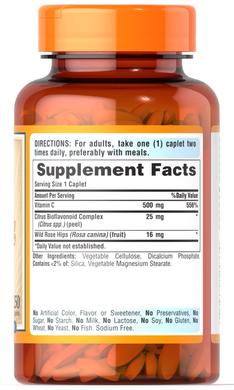 Витамин С с биофлавоноидами, Vitamin C, Puritan's Pride, шиповник, 500 мг, 250 капсул - фото
