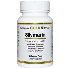 Силімарин (розторопша), California Gold Nutrition, 30 капсул - фото