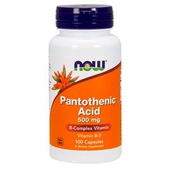 Пантотеновая кислота, Pantothenic Acid, Now Foods, 500 мг, 100 капсул - фото