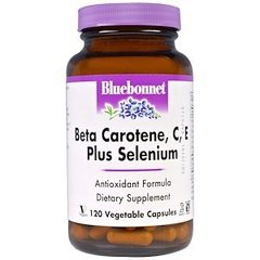 Бета-каротин, C, E + селен, Beta Carotene, Bluebonnet Nutrition, 120 капсул - фото