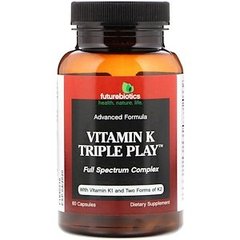 Витамин K, Vitamin K, FutureBiotics, тройное действие, 60 капсул - фото