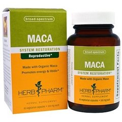 Мака, екстракт кореня, Maca, Herb Pharm, органік, 500 мг, 60 капсул - фото
