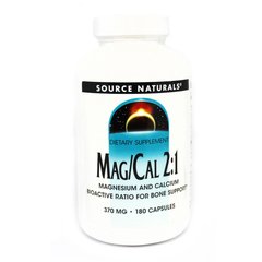Магній і кальцій 2:1, 370 мг, Source Naturals, 180 капсул - фото