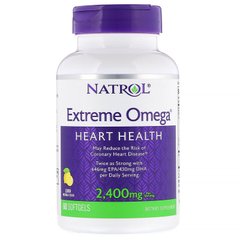 Экстрим Омега (Extreme Omega), Natrol, вкус лимон, 2400 мг, 60 капсул - фото