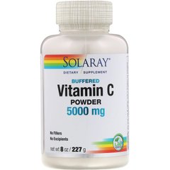 Витамин С, Vitamin C Powder, Solaray, порошок, 5000 мг, 227 г - фото