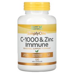 Вітамін C-1000 і імунітет з цинком, C -1000 & Zinc Immune, Super Nutrition, 120 вегетаріанських капсул - фото