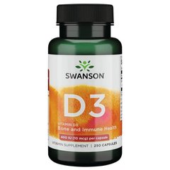 Витамин Д-3, Vitamin D-3, Swanson, 400 МЕ, 250 капсул - фото