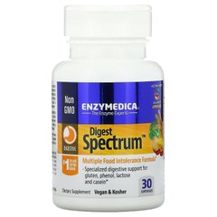Ферменты от пищевой непереносимости, Digest Spectrum, Enzymedica, для веганов, 30 капсул - фото