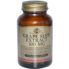 Экстракт виноградных косточек, Grape Seed, Solgar, 100 мг, 60 капсул - фото