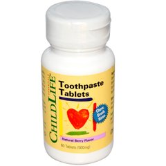 Зубна паста в таблетках (ягідний смак), Toothpaste Tablets, ChildLife, 500 мг, 60 таблеток - фото