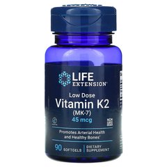 Витамин К2 (МК-7) 45 мкг, Low Dose Vitamin K2 (MK-7), Life Extension, 90 желатиновых капсул - фото