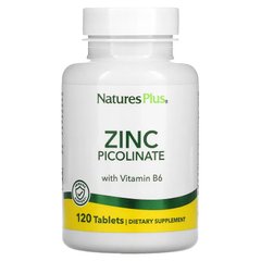 Цинк picolinate B6, Zinc Picolinate, Nature's Plus, 120 таблеток - фото
