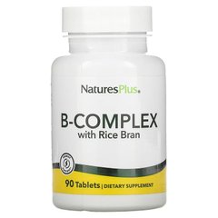 Витаминный В-комплекс с рисовыми отрубями, B-Complex, Nature's Plus, 90 таблеток - фото