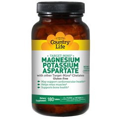 Магний и калий аспартат, Magnesium Potassium, Country Life, 180 таблеток - фото
