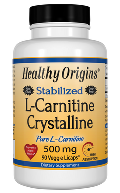 L- Карнитин, L-Carnitine Crystalline, Healthy Origins, 500 мг, 90 капсул - фото