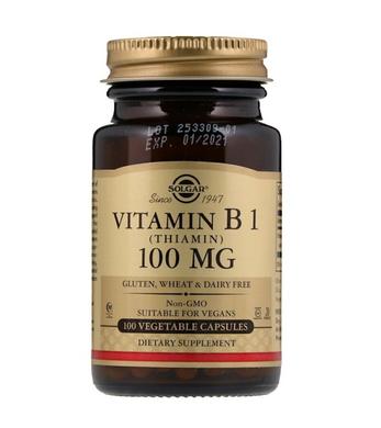 Тіамін (Vitamin B1), Solgar, вітамін В1, 100 мг, 100 капсул - фото