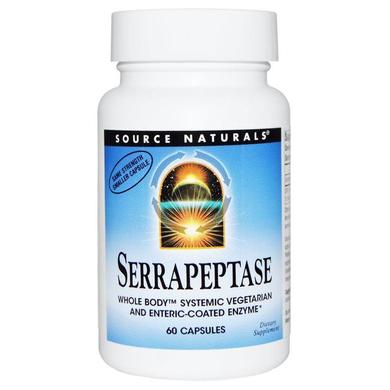 Серрапептаза - фермент, Serrapeptase, Source Naturals, 60 капсул - фото