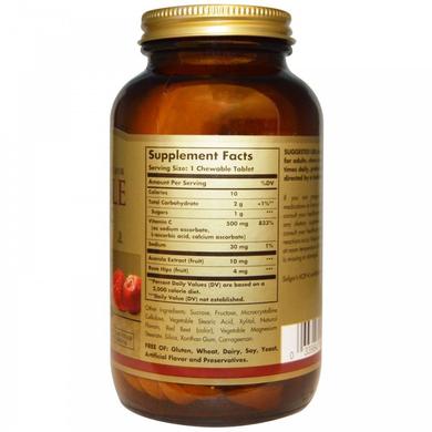 Вітамін С жувальний, Chewable Vitamin C, Solgar, малина, 500 мг, 90 таблеток - фото